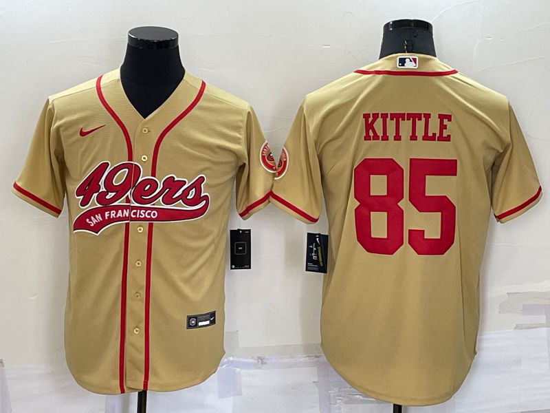 Men San Francisco 49ers #85 Kittle Yellow Nike Co branded NFL Jersey->san francisco 49ers->NFL Jersey